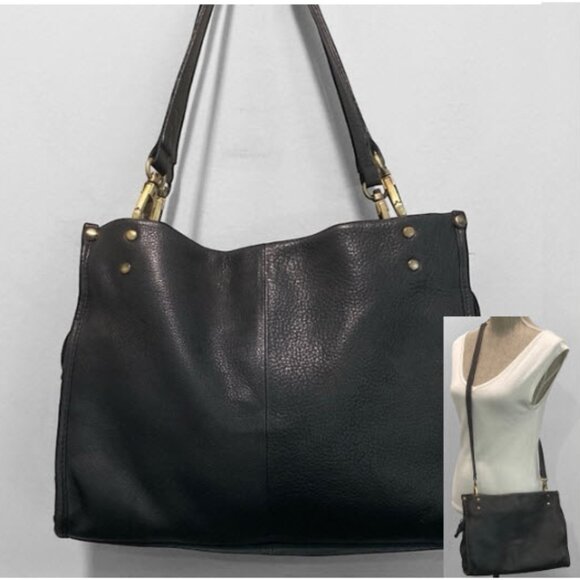 Black Pebbled Leather Shoulder Bag by Great American Leather Works - Picture 1 of 16